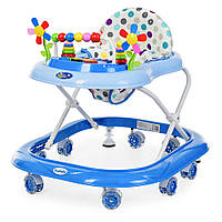 Ходунки стрибуни каталка Bambi M 3619 для дівчинки хлопчика від 6 місяців колір синій силіконові колеса музика