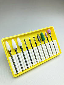 Набір фрез насадок для манікюру до фрезера (насадка, апаратний манікюр, нарощування, корекція нігтів)