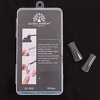 Верхние формы для наращивания ногтей Global Fashion GF-009 квадрат широкий с разметкой, 100 шт