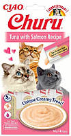 CHURU CAT CREAMY TUNA SALMON Сливочное лакомство для кошек с тунцем и лососем 56г