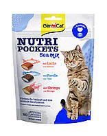 GimCat Nutri Pockets Sea Mix с лососем, форелью и мятными креветками 150г