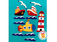 Морские корабли и субмарина , игрушки из фетра на липучках к набору Wonderwall® Океан , 14 элементов