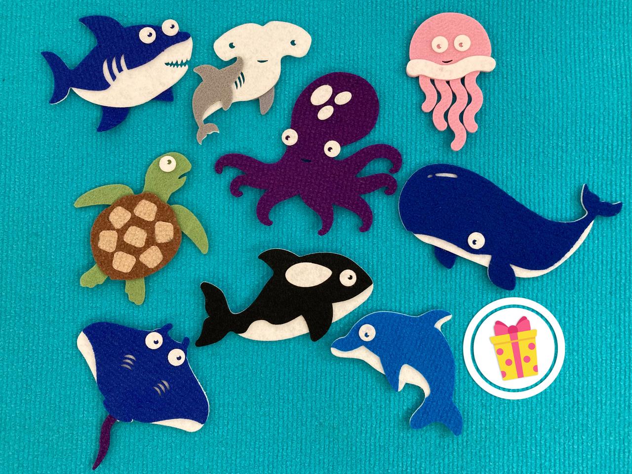 "Морські тварини", іграшки з фетру на липучках до набору Wonderwall® "Океан", 9 елементів