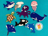 Морские животные , игрушки из фетра на липучках к набору Wonderwall® Океан , 9 элементов