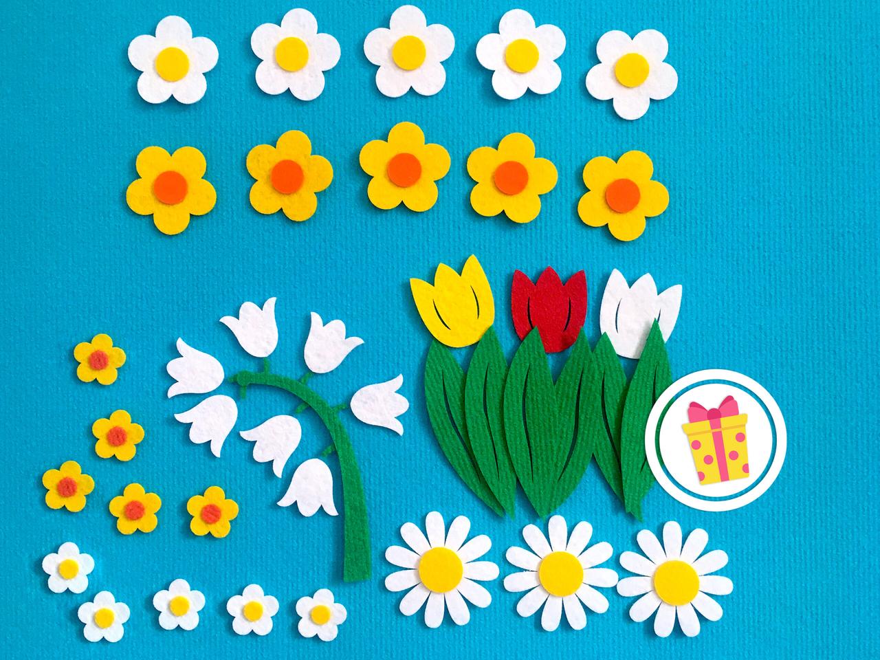 "Квіточки", іграшки з фетру на липучках для наборів Wonderwall®, 40 елементів