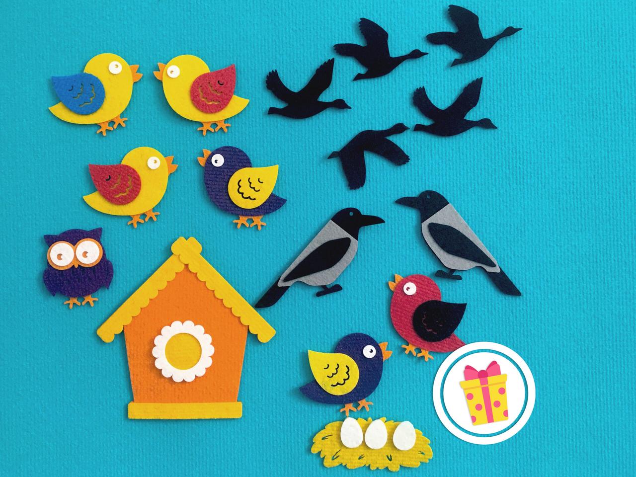 "Пташки", іграшки з фетру на липучках до розвивальних килимків Wonderwall®, 20 елементів