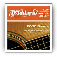 Струны для акустической гитары D'ADDARIO EJ10 бронза (10-47)