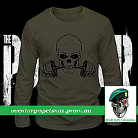 Военный реглан Череп спортсмен олива потоотводящий (футболка с длинным рукавом)