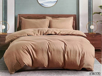 Постільна білизна однотонна полісатин полуторна ELWAY EW370 Какао