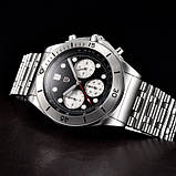 Чоловічий кварцовий водонепроникний (100м) годинник з нержавіючої сталі Pagani Design PD-1705-1 Silver-Black Steel, фото 3