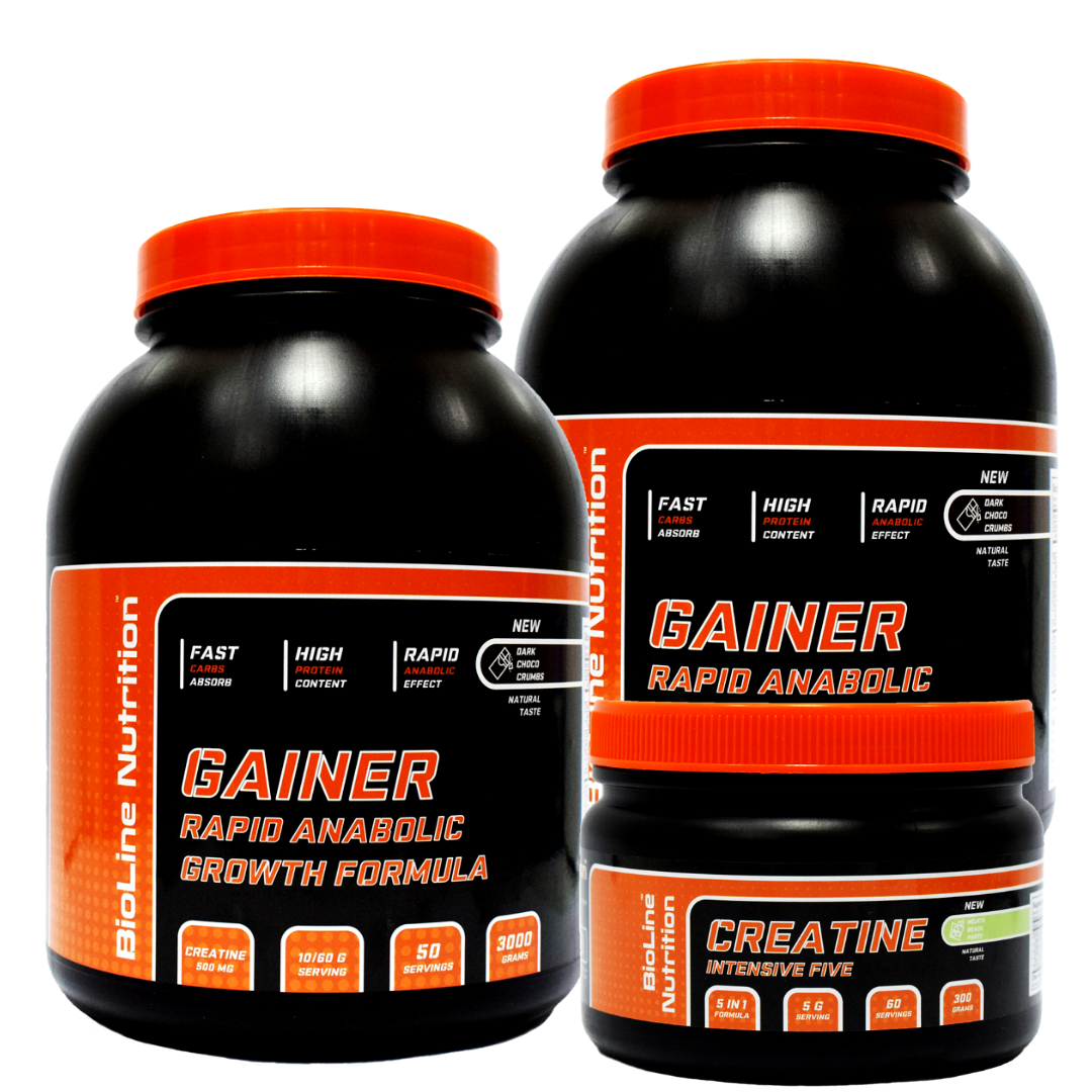 МАС-НАБІР НА 2 МІСЯЦІ: 6 кг RAPID ANABOLIC GAINER, Шоколад Німеччина + CREATINE INTENSIVE FIVE
