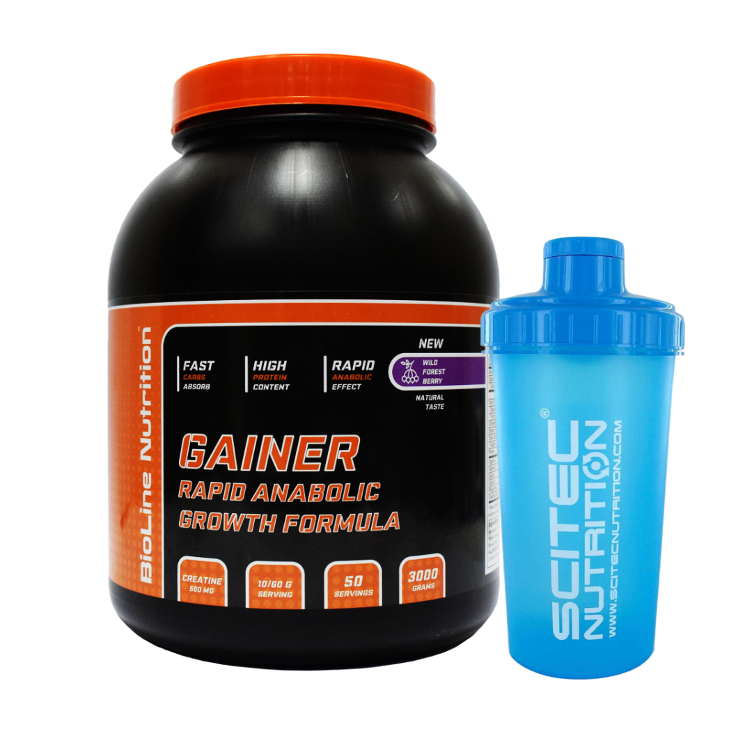 Мас-набір (ГЕЙНЕР) RAPID ANABOLIC GAINER Мультифрукт + стильний Шейкер