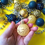 Набір новорічних іграшок 24 шт 4 см | прикраси ялинкові патріотичні блакитно жовті | новорічні іграшки, фото 5