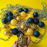 Набір новорічних іграшок 24 шт 4 см | прикраси ялинкові патріотичні блакитно жовті | новорічні іграшки, фото 6