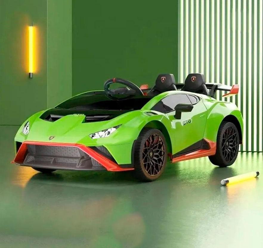 Дитячий електромобіль на акумуляторі Lamborghini M 5034 з пультом радіокерування для дітей 3-8 років зелений