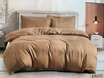 Постільна білизна однотонна полісатин полуторна ELWAY EW373 Латте