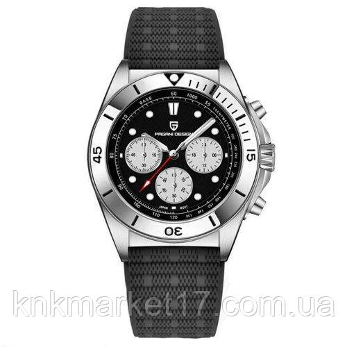 Чоловічий кварцовий водонепроникний (100м) годинник з нержавіючої сталі Pagani Design PD-1705-1 Silver-Black, фото 1