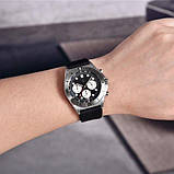 Чоловічий кварцовий водонепроникний (100м) годинник з нержавіючої сталі Pagani Design PD-1705-1 Silver-Black, фото 2