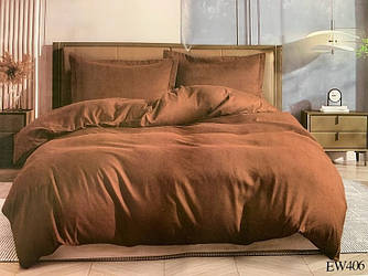 Постільна білизна однотонна полісатин полуторна ELWAY EW406 Коричневий
