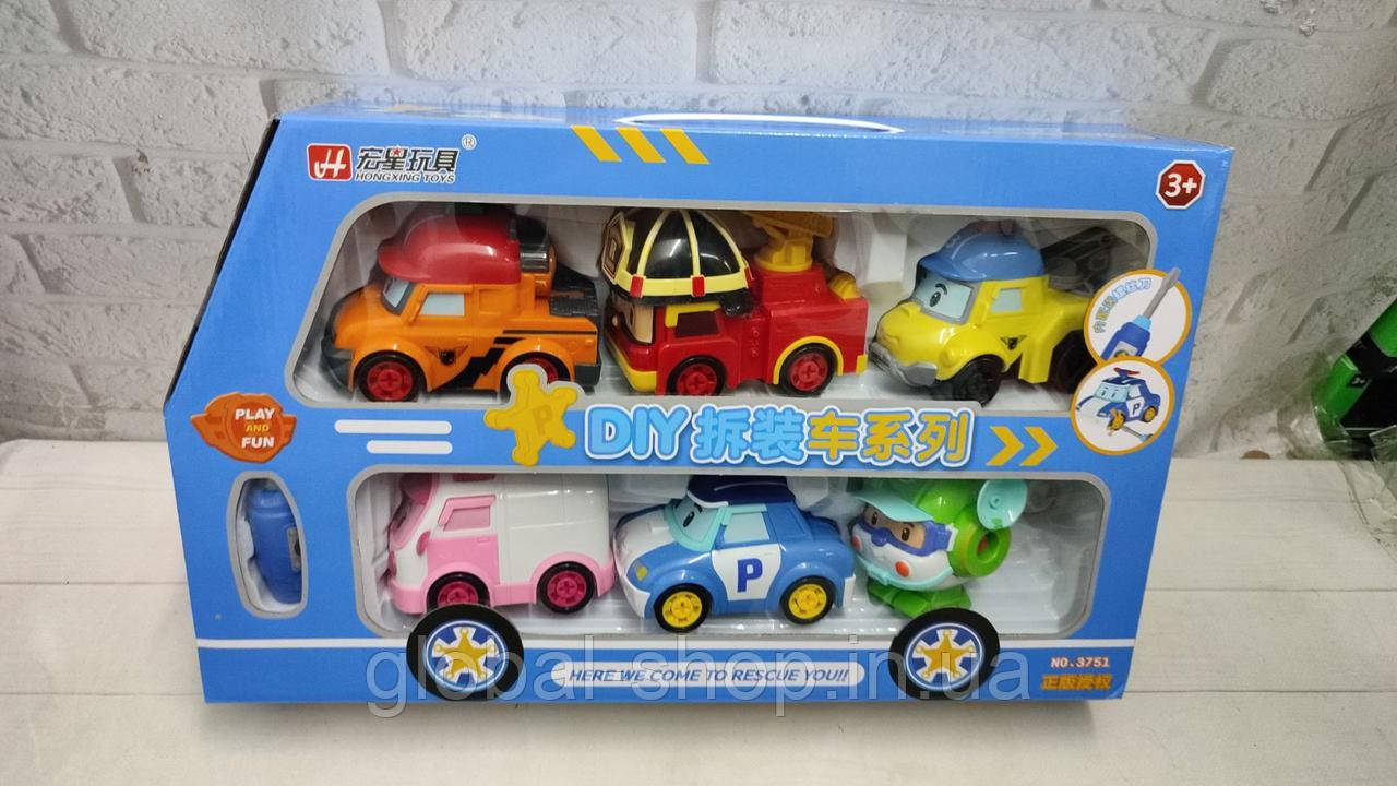 Набір машинок — фігурки, Робокар полі, рою, ембер, хеллі та інші, " Robocar poli" 6 шт. у наборі