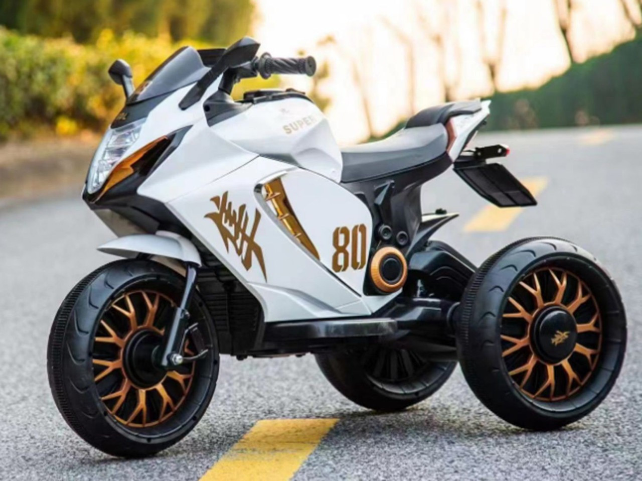 Дитячий електро мотоцикл триколісний на акумуляторі Bambi M 5050 для дітей 3-8 років білий
