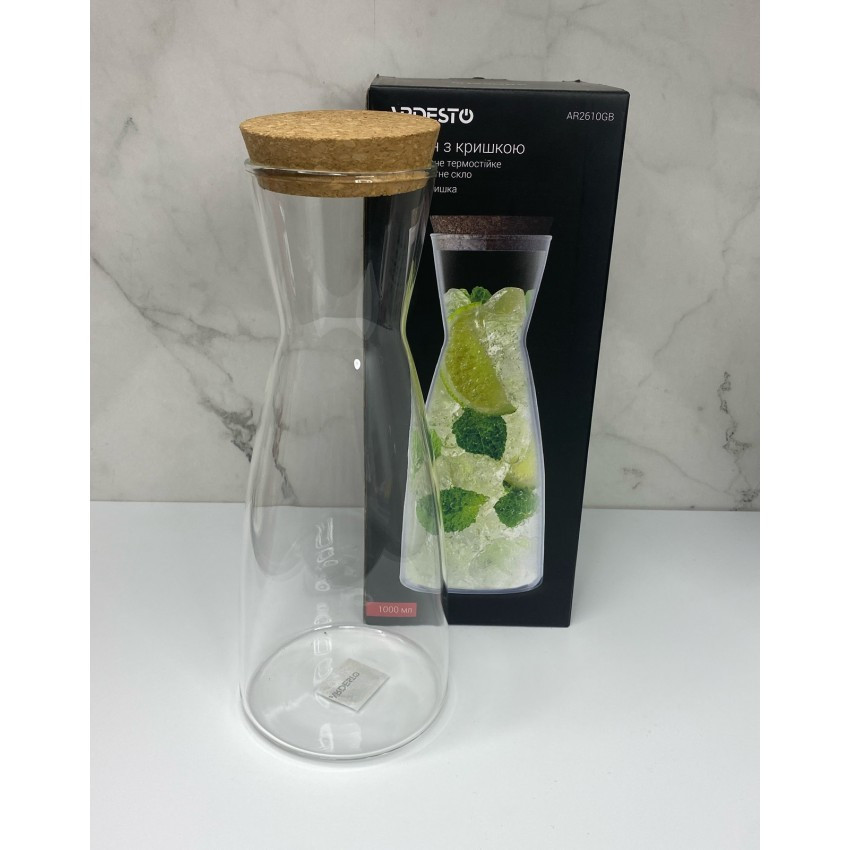 Графин боросилікатне скло 1000 мл з кришкою Ardesto AR2610GB, фото 1