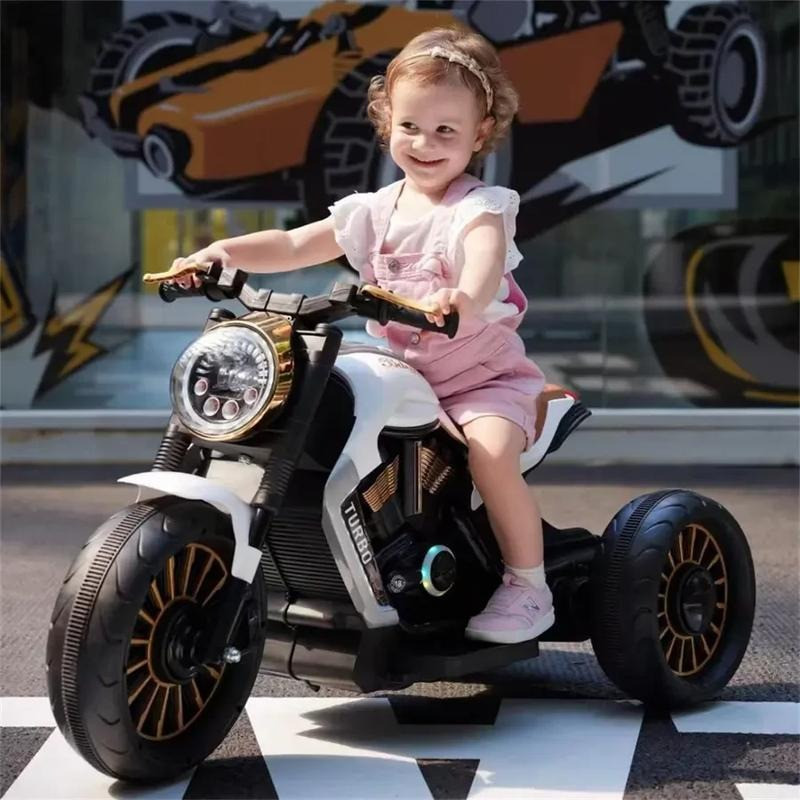 Дитячий електро мотоцикл триколісний на акумуляторі Bambi M 5048 для дітей 3-8 років білий