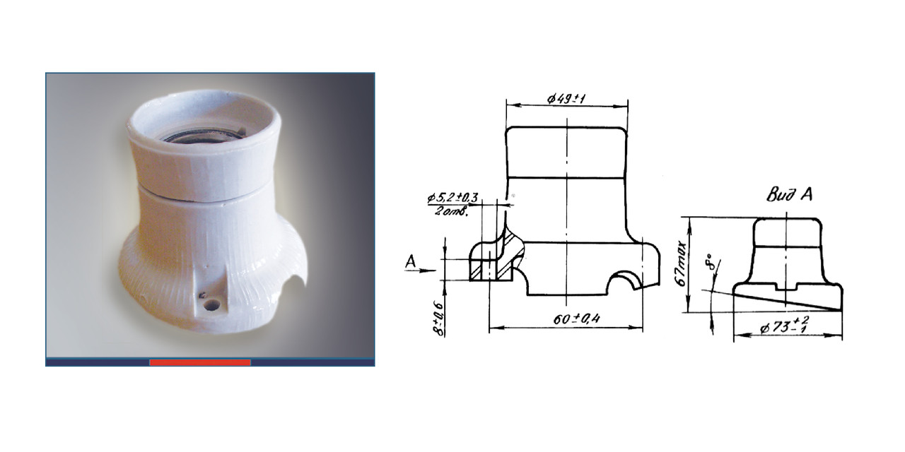 Патрон ФнК-05 фарфоровый настенный Е27 косой - фото 5 - id-p517312847