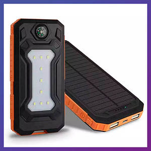 Повербанк сонячна батарея 10000 mAh з 2 USB-портами Портативна батарея зі світлодіодною підсвіткою + Подарунок