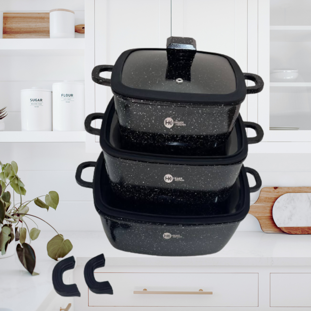 Набір посуду Highher Kitchen каструлі з кришками гранітне антипригарне покриття для всіх видів плит
