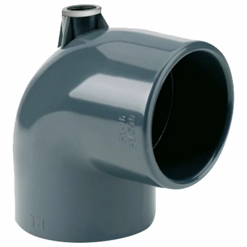 Коліно ПВХ Hidroten "AIR" 1001256, 90°, з металевим кільцем,  d50-1/2"