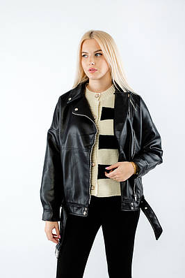 Куртка косуха оверсайз чорна 2255 S (2000000112688)