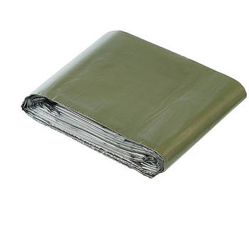 Термоковдра NRC foil MFH Emergency Blanket Silver/Olive 132 x 213 см