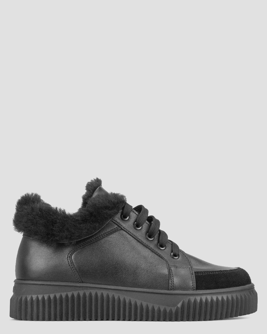 Кеди високі жіночі чорні натуральна шкіра Україна VM Villomi — розмір 36 (23 см) (модель: VMV819-07chMKBE), фото 1