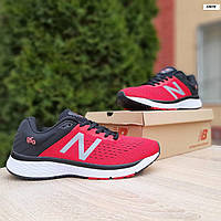 Мужские кроссовки New Balance 860 (красные с чёрным) лёгкие яркие спортивные осенние кроссы О10670 тренд