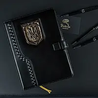 Ежедневник кожаный "Герб Украины" черный А5 формата не датированный, сменный блок