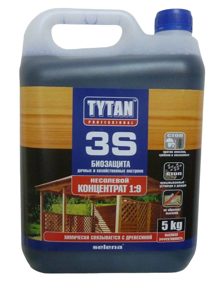 Tytan (Титан) 3S, біозахист будівельної деревини, концентрат 1:9, 5л