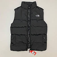 Мужская стеганая жилетка The North Face Black черная осенняя тёплая безрукавка Зе Нор Фейс вышитое лого