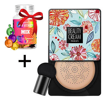 Набір Кушон і спонжик Images Moisture Cream Concealer, колір Натуральний + Капсули для волосся мікс 30 шт Sevich