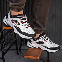 Мужские зимние кроссовки Nike M2K Tekno Winter (бело-чёрные с красным) стильныенадежные утепленные KIT2485