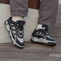 Мужские кроссовки Adidas Niteball v2 Black\Grey (чёрно-серые) демисезонные модные удобные кроссы i1441 тренд