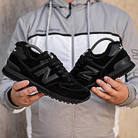 Мужские зимние кроссовки New Balance 574 Winter (чёрные) низкие модные качественные кроссы с мехом 2529 41