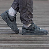 Мужские зимние кроссовки Nike Air Force Winter Low Grey (серые) низкие удобные кеды с мехом I1545 тренд