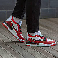 Мужские кроссовки Nike Air Jordan Legacy 312 Low White/Red (красные с белым и чёрным) яркие кеды I1351 тренд