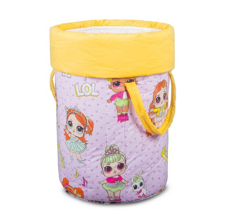 Корзина для детских игрушек 50*40 см из хлопка желто-розовая, тканевая корзина для хранения игрушек для девочки - фото 1 - id-p2004759768