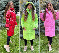 Зимова куртка підліткове пальто на дівчинку 12-15 років (140 146 152 158) / Модний подовжений пуховик для підлітків дівчат - зима