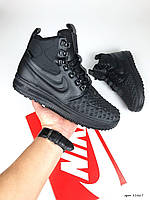 Мужские зимние кроссовки Nike Lunar Force 1 Duckboot (чёрные) высокие качественные кеды с мехом В11867 тренд