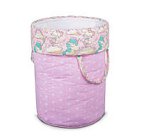 Кошик для дитячих іграшок 50*40 см із бавовни рожевий, тканинний кошик для зберігання іграшок для дівчинки