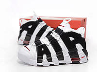 Мужские зимние кроссовки Nike Up tempo (белые с чёрным) стильные тёплые кроссы с мехом К14187 тренд