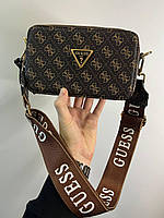 Женская сумка Guess The Snapshot Bag Brown (коричневая) стильная красивая сумочка на длинном ремне torba0214